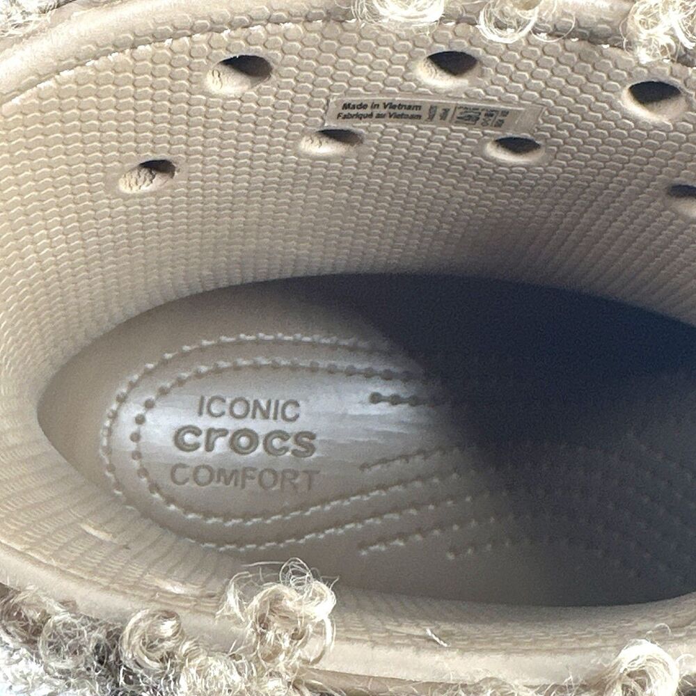 CROCS CRUSH DOODLE FUR Pull On Winter Ankle Boots Womens Size 8 Mens 6 - Picture 8 of 11